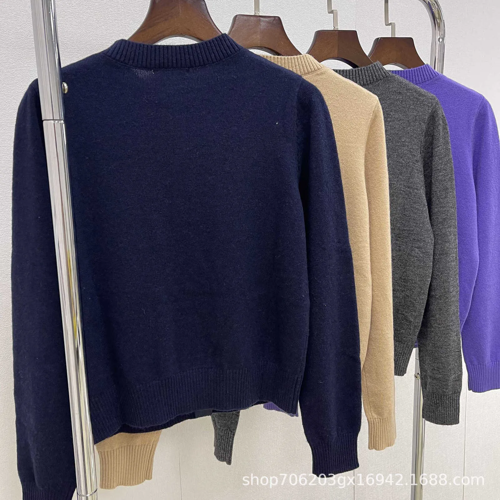 Women's Knits & Tees designer 23 Autumn/Winter MM cashmere macaron color series high-quality versatile fashionable round neck long sleeved sweater top LFSQ