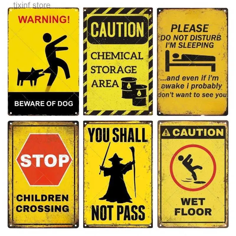 Metal Painting Vintage Caution Notice Zone Tin Sign Metal Plate Warning Children Plaque For Garage Danger Door Man Cave Wall Decor T240309