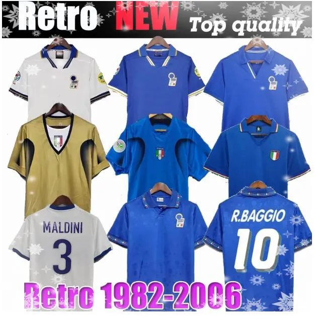 1982 Italys Retro Soccer Jersey 1990 1996 1998 2000 Football à domicile 1994 Maldini Baggio Donadoni Schillaci Totti del Piero 2006 Pirlo Inzaghi Buffon