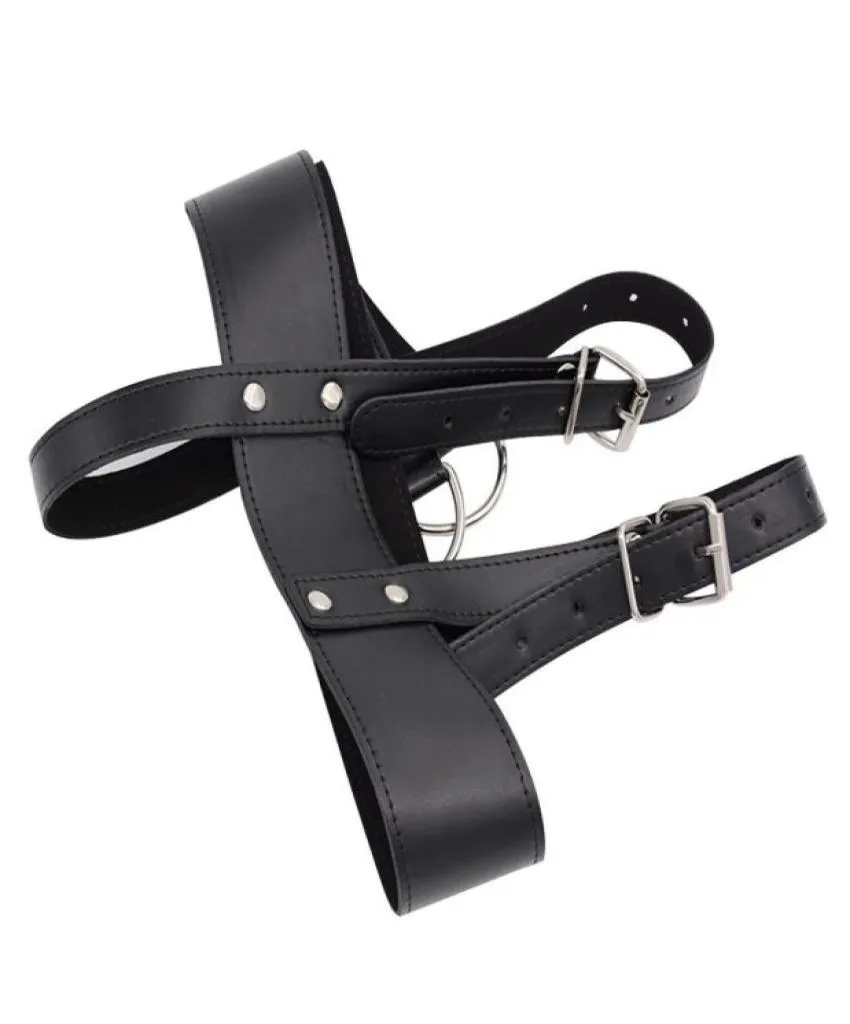 head suspension harness restraints strap for fetish play bdsm bondage gear trainer faux leather black BX21636986485628262