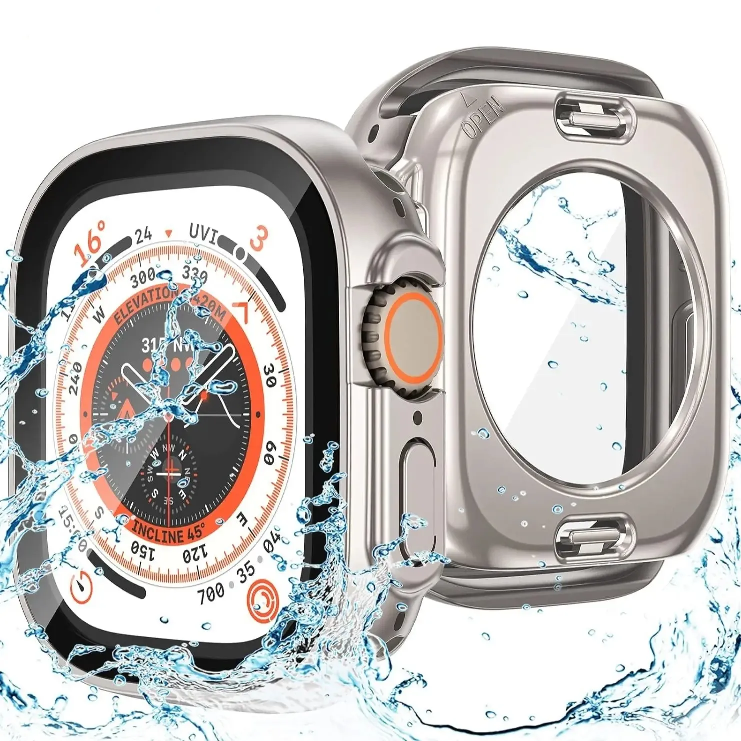 360 Full Waterproof Case For Apple Watch Ultra 2 9 7 8 45mm 41mm 49mm 44mm 40mm Glass Screen Protector Cover Case Bumper iWatch 4 5 SE 6