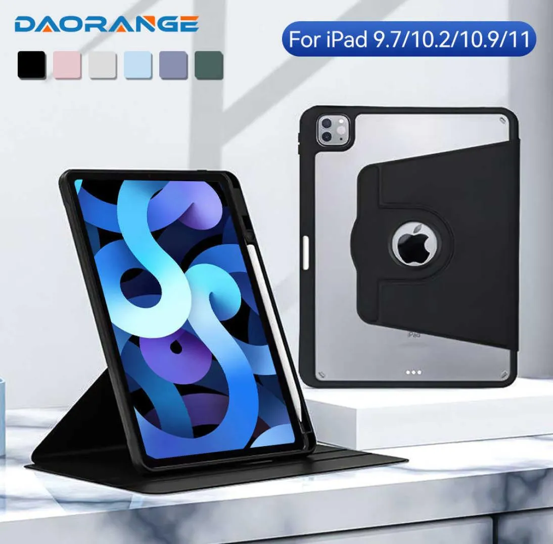 Tablet PC -fall Väskor för 2022 iPad Air 5 2021 102 7 8 9: e generationen 4 109 Pro 11 Stand Cover 97 5th 360 ° Rotation W2210204866212