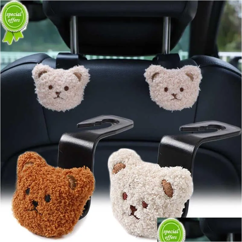 Other Interior Accessories New Cartoon Bear Hook Car Seat Headrest Storage Holder Interior Decoration Cute Hooks Back Hanger Accessori Dhlix