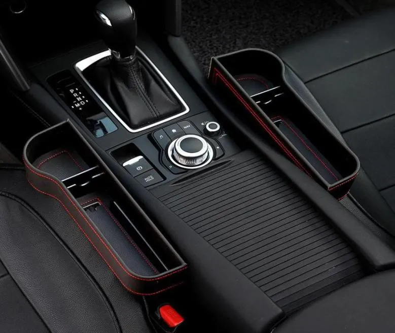 Bilarrangör Storage Box Seat Space Pu Leather Pocket Receiver för nyckel Telefonflaskkopphållare Auto Accessories7014701