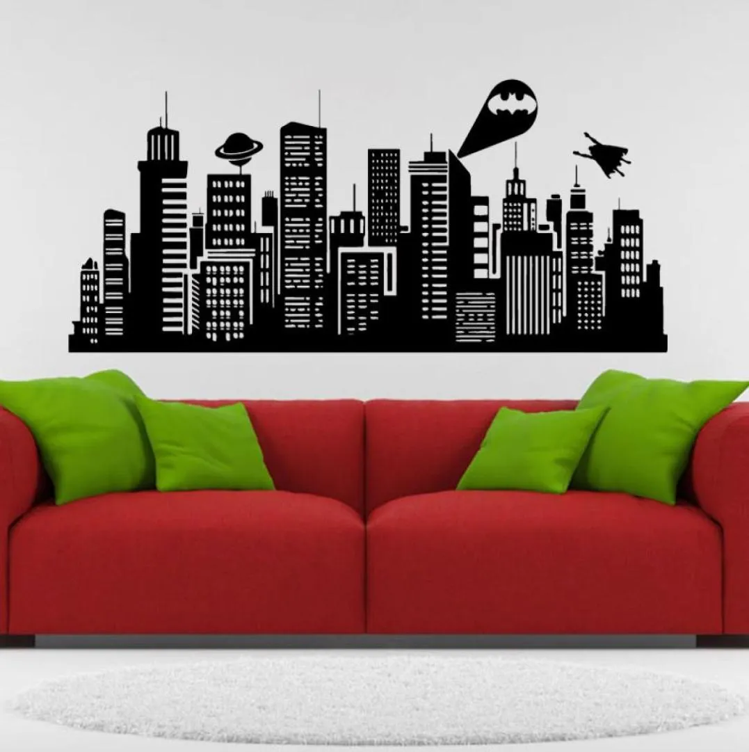 Large Size 132x41 cm Batman Gotham City Wall Decal Comics Sticker Kids Room Home Art Decor6001204