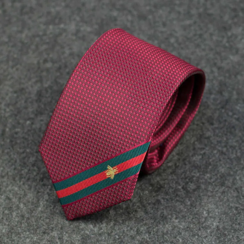 Neckband Designer Exchange of Wine Red Bee Stripe Width 7cm Men's Tie J4CP