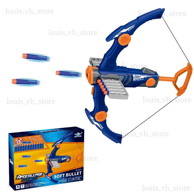 Novel Games Outdoor Game Safety Soft Bomb Launcher Children Bow and Arrow Model Toy 12 Continuous Launcher Fun Crossbow T240309