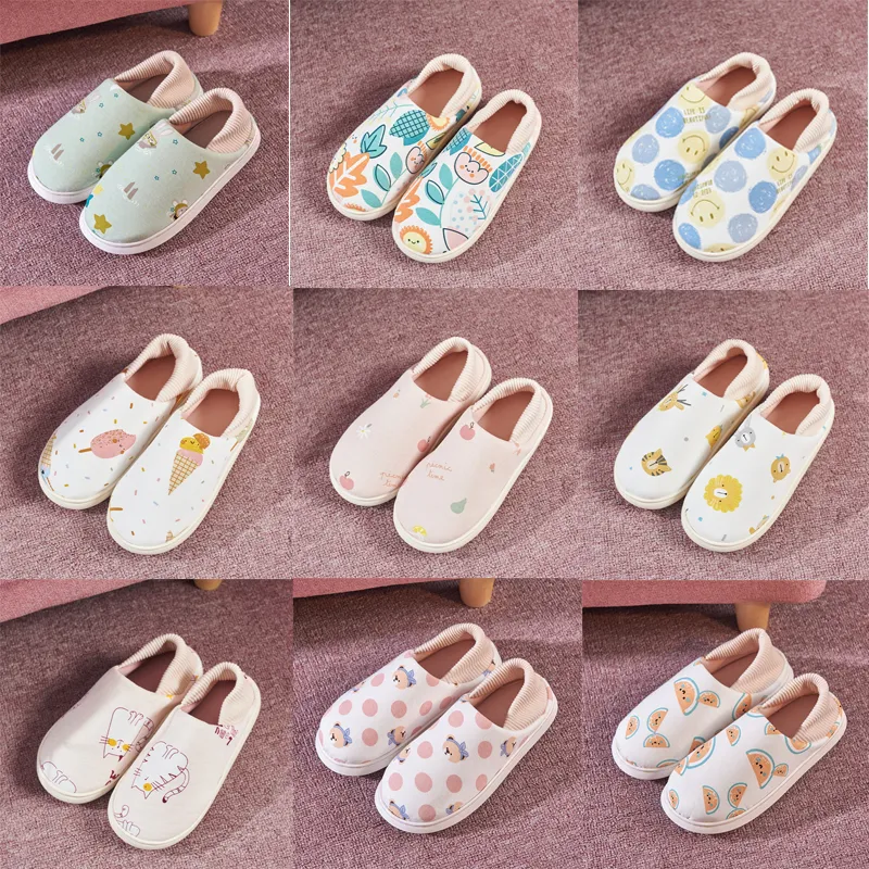 Slippers Soft Bottom Winter Pregnant Womens Nonslip Fruit Cotton Slippers Home Postpartum Large Size Cotton Slippers size 36-41 GAI-33