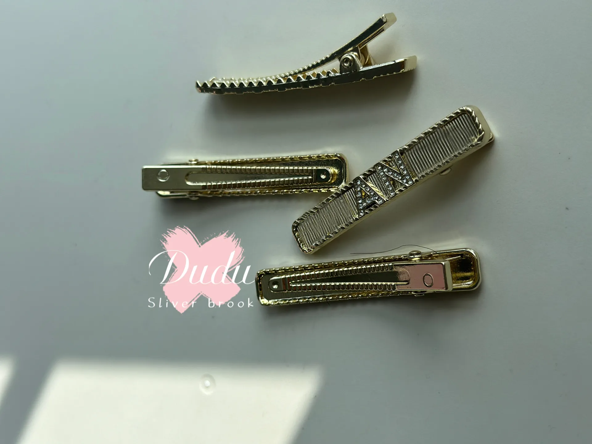 partij gunst 6.5X1cm haarspeldjes klassieke strass brief mode gouden kleur haarspeld collectie-2C gestempelde achterkant met papieren kaarten