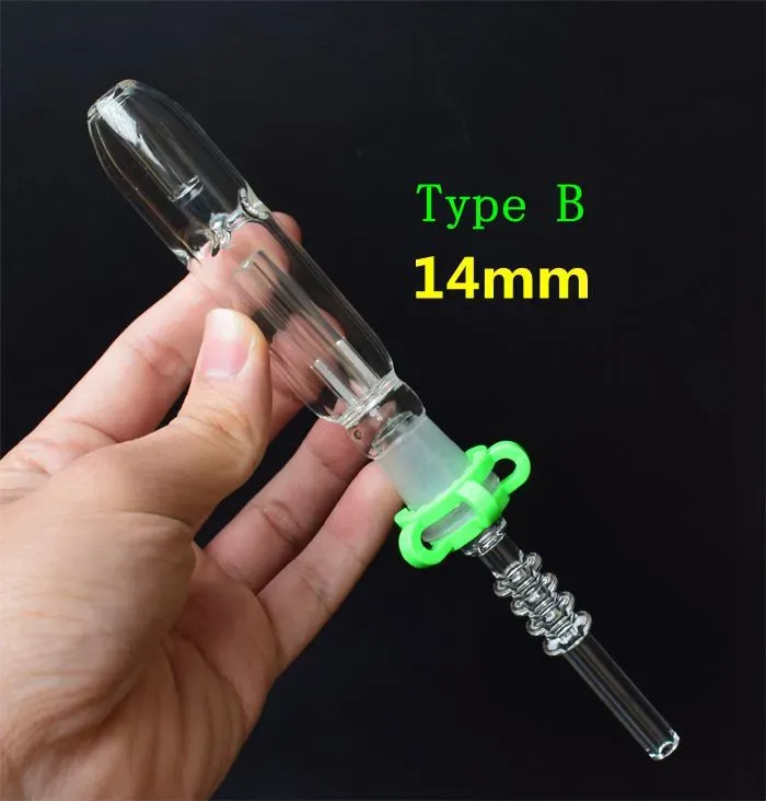 Smoking Mini Nectar Collector Glass Pipes with 10mm 14mm 18mm Titanium Quartz Tip Oil Rig Concentrate Dab Straw for Glass Bong