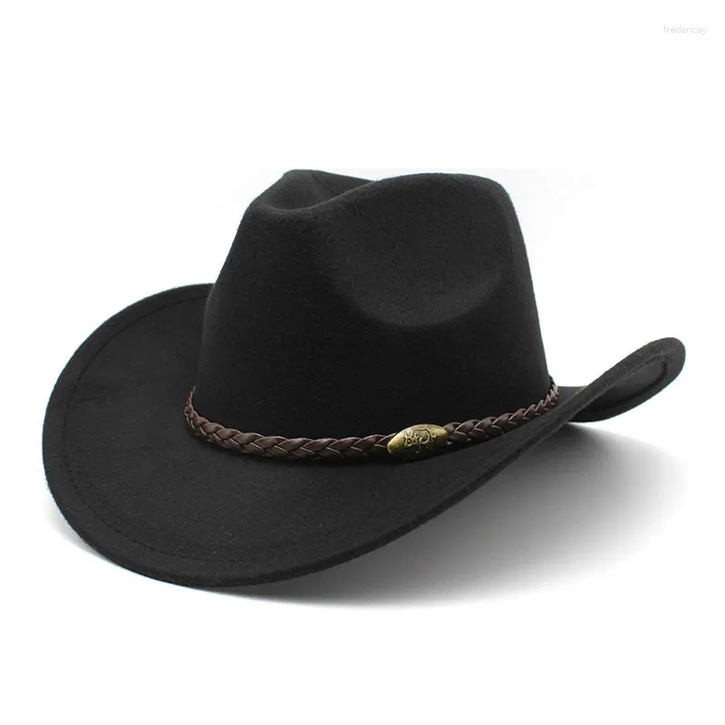 Berets Homens Western Cowboy Hat Mulheres Panamá Cowgirl Jazz Chapéus Outdoor Rider Wide Brim Fedora Caps Sombreros de Vaquero