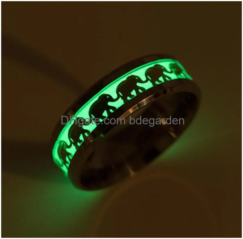 Bandringar Nocturnal Elephant Ring Animal Series smycken mode rostfritt stål charm blandad stil