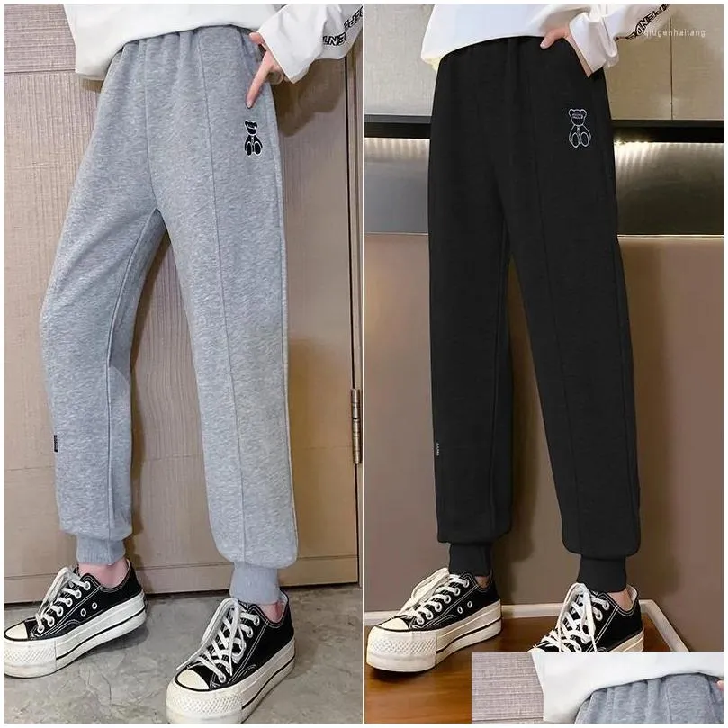 Trousers 2024 Korean Spring Autumn Children Cotton Pants Girls Sport Toddler Sweatpants Drop Delivery Baby Kids Maternity Clothing Ot6Nq