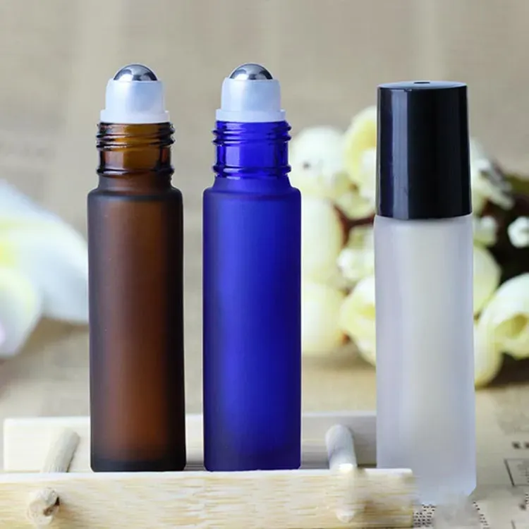 Portable 10ML MINI ROLL ON Glass Bottles Fragrance PERFUME THICK GLASS BOTTLES ESSENTIAL OIL Bottle GLASS Metal Roller Ball