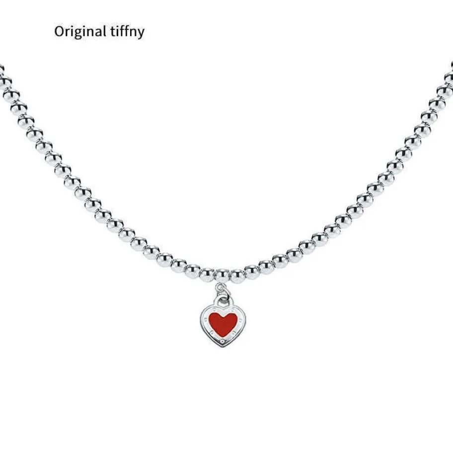 Designer kettingen kralen klassieke stijl 925 zilver blauw rood roze hart hanger ketting voor vrouwen bruiloft verloving met doos Y2302098