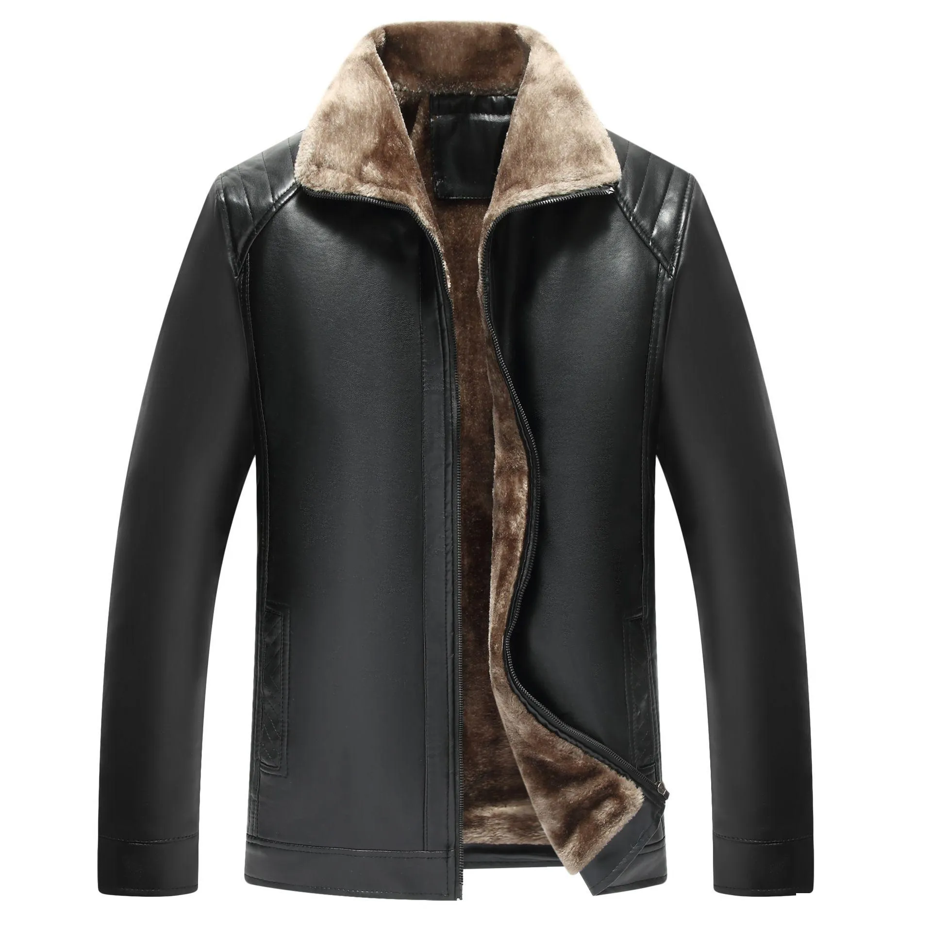 AMHSNIJI CSCDD Winter Men Clothing Mens Leather Jacket