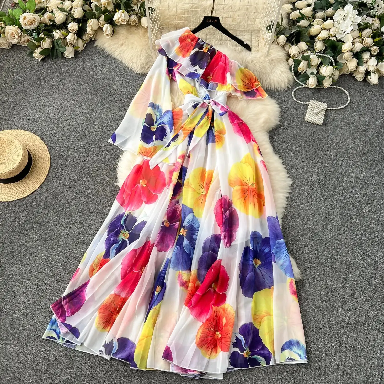 ワンピース [Cest Moidew] Floral chiffon shirt dress Designer fashion, Seoul-fully created | W Concept