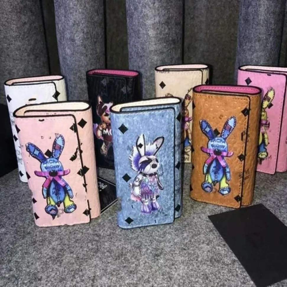 Korean fashion 3D cartoon rabbit printed wallet high quality key case m pickup cases252Y