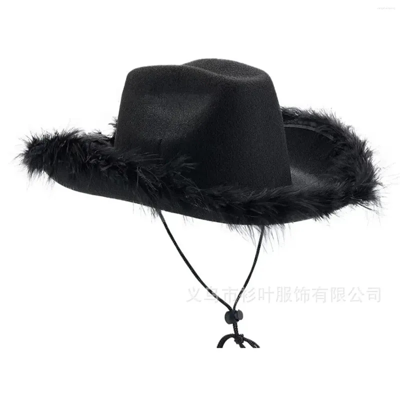 Bérets Chapeau de cowboy occidental élégant à large bord pare-soleil extérieur confortable chapeau de soleil polyvalent pour les fêtes rue cosplay randonnée plage