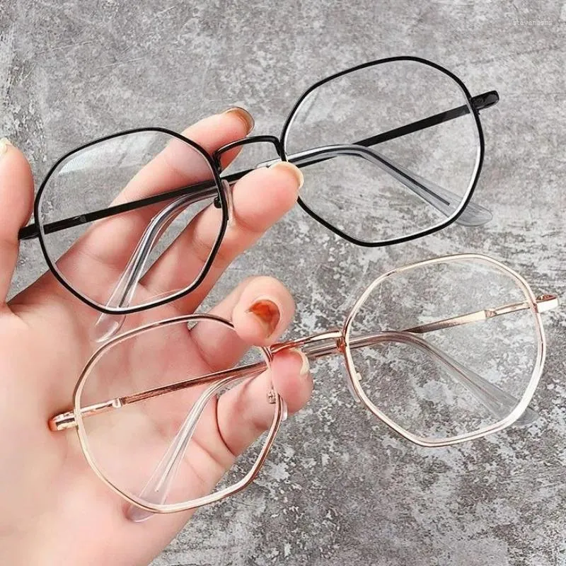 Solglasögon vintage metallram anti blå ljusglasögon transparent silverguld optisk glasse kvinnor män fyrkantig glasögon dator eyeglasse