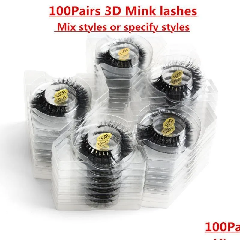 False Eyelashes Wholesale Eyelashes 10/20/50/100Pcs 3D Mink Lashes Natural False Makeup In Bk Drop Delivery Health Beauty Makeup Eyes Dhpxe