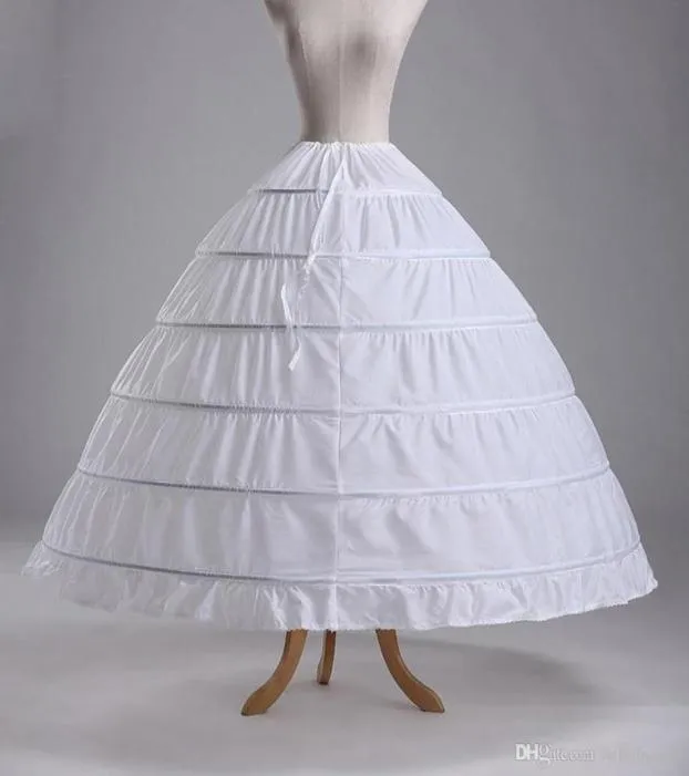 White 6 Hoops Ball Gown Petticoat Crinoline Underskirt Bridal Petticoats Slip Skirt Crinoline For Quinceanera Wedding Dresses7756097