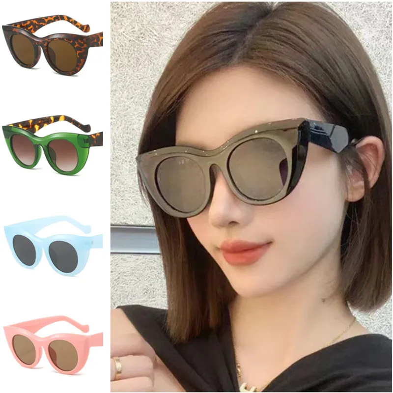 Fashion Sunglasses Unisex Retro Sun Glasses Cat Eye Adumbral Anti-UV Spectacles Patchwork Frame Eyeglasses Personality Ornamental