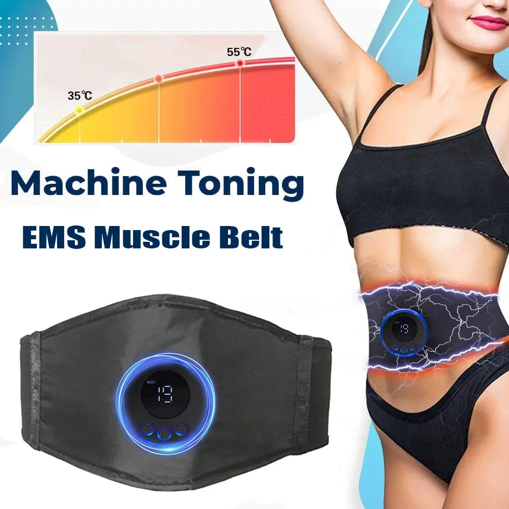 Electric ABS Abdominal Trainer Toning Belt EMS Muscle Stimulator Toner Body Slimming Massager Viktminskning Fitness Hastighet 240220