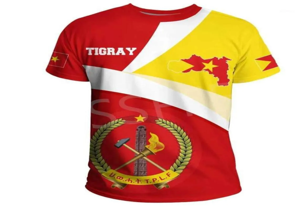 Men039s TShirts Afrika Land Äthiopien Tigray Flagge DPrint MenWomen Sommer Casual Lustige T-shirt Kurzen Ärmeln Streetwear 11651160