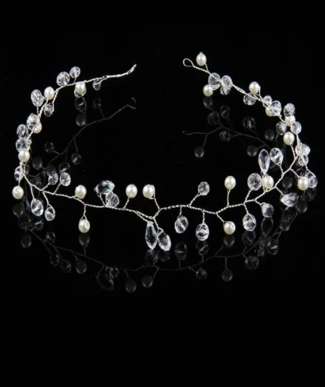 Sparkly guld silver hår smycken kristall faux pärla tiaras hårband för brud bröllop fest kronor pannband lysande strass H2111651