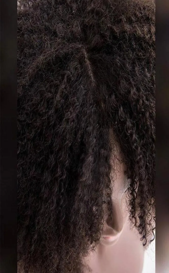 250 Dichtheid Afro Kinky Krullend Kant Voor Menselijk Haar Pruiken Met Pony Korte Bob Kant Frontale Pruik Voor Vrouwen Volledig 4B 4C Dolago Zwart1142500