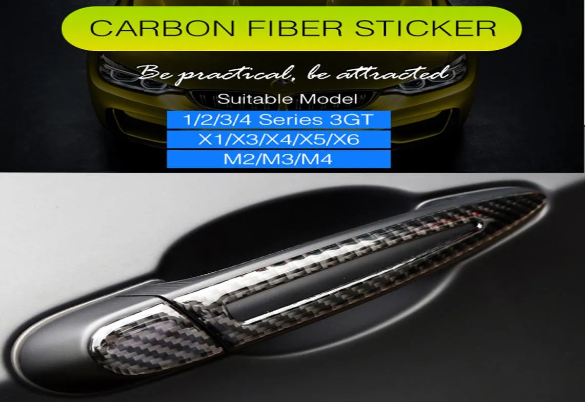 For Bmw E90 E92 E93 Emblem Sticker Decal F20 F25 F26 F30 F32 F34 3GT X1 X3 X4 X5 X6 M2 M3 M4 Car Exterior Carbon Fiber Door Handle7684205