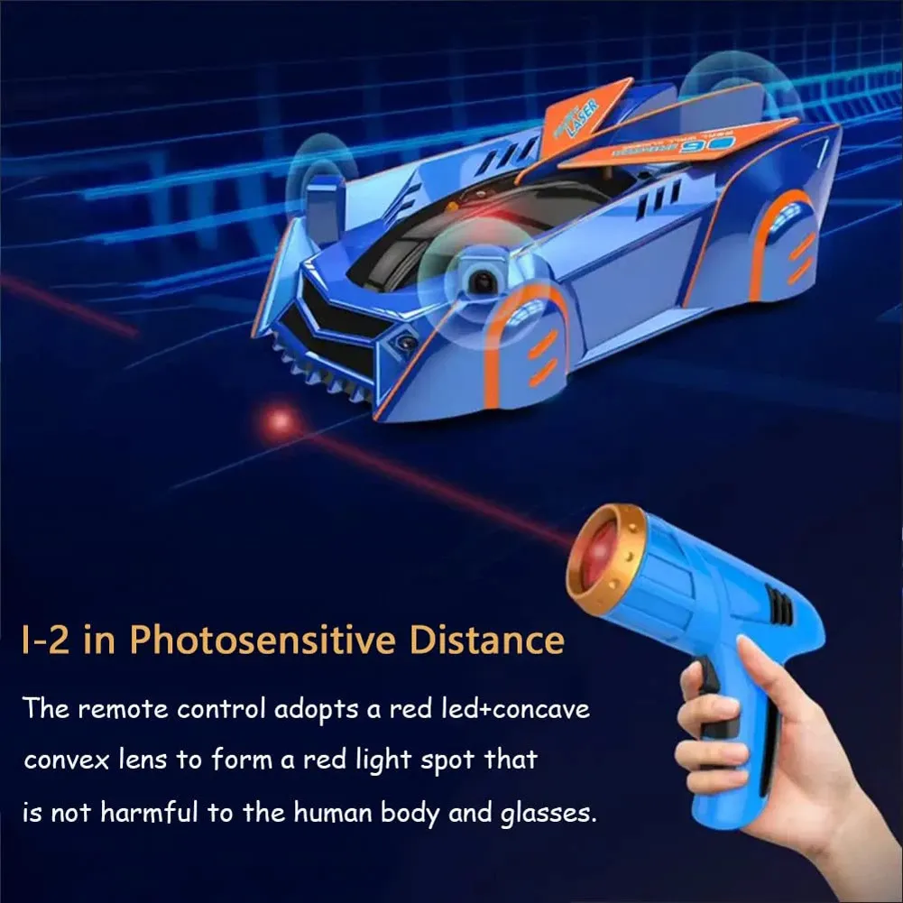 RC Car Stunt Infrared Laser Tracking Wall Ceiling Climbing Follow Light Remote Control Drift Car Electric Anti Gravity Car Toys 240305