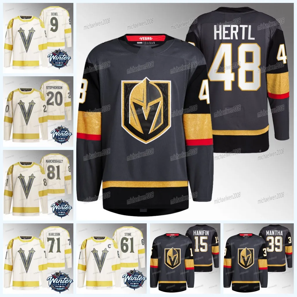 48 Tomas Hertl 2023-24 Clásico de invierno Golden Knights Jersey Adin Hill Jonathan Marchessault Jack Eichel Mark Stone Anthony Mantha Noah Hanifin William Karlsson