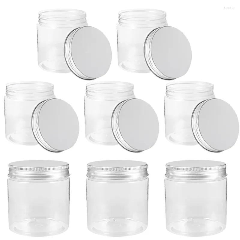 Garrafas de armazenamento 250ml Mini tampa de alumínio transparente prata Mason Jar Set Jam pequenos frascos de plástico