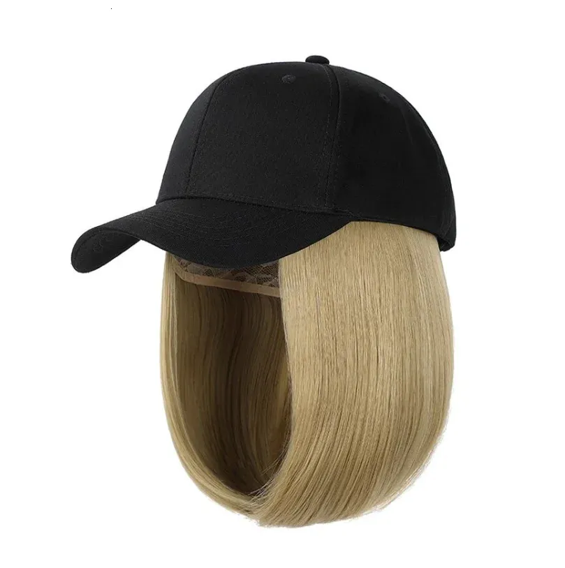 YLWHJJ Perruque chapeau allinone femme casquette à visière cheveux courts bob tête tendance mode ombre perruque chaud femmes 240229