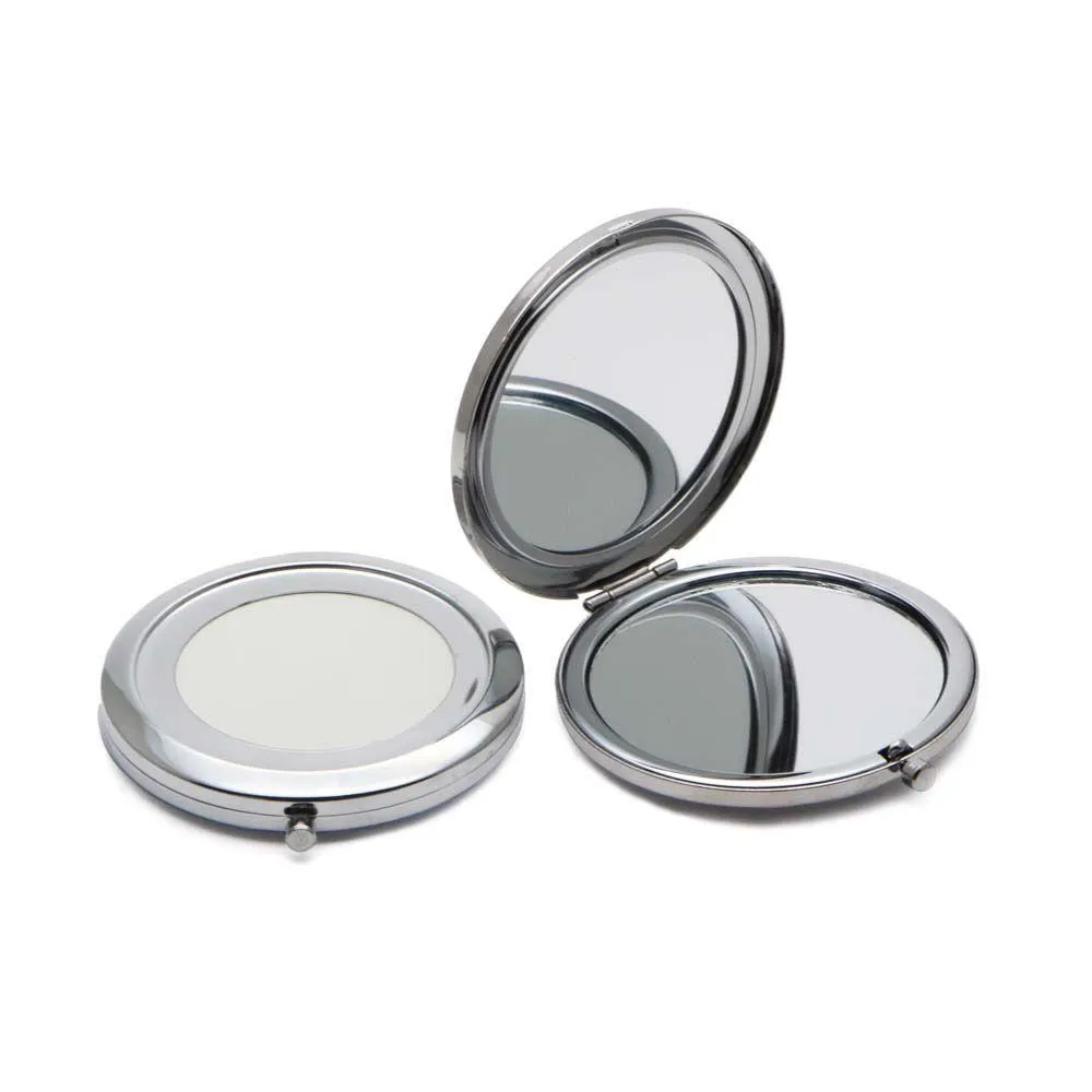 Kompaktowe lustra kompaktowe lustro DIY Portable Metal Cosmetic 2x powiększanie Sier Kolor 18410-1 Drop dostarczenie Zdrowie Makijaż Makijaż Dhmup Dhmup
