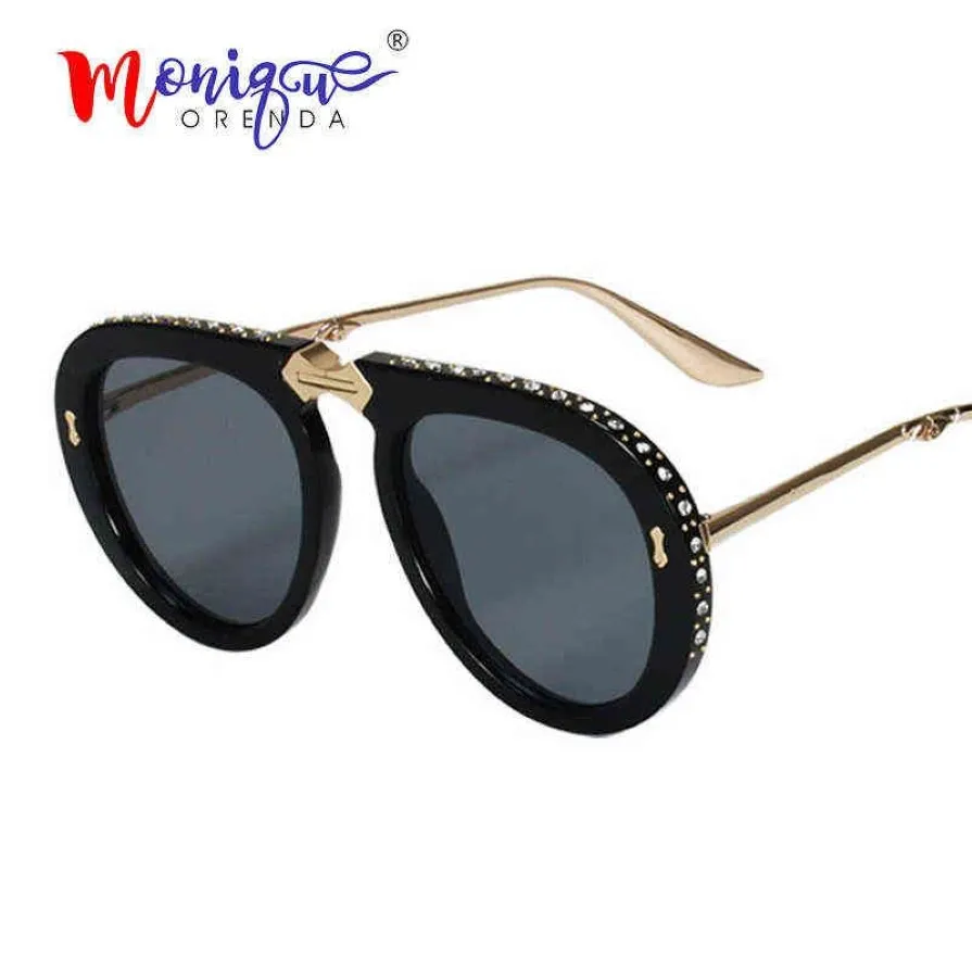 Zonnebril Vintage opvouwbare pilot zonnebril vrouwen luxe kristal merk oversize heldere brillen zonnebril mannen tinten oculos de 262t