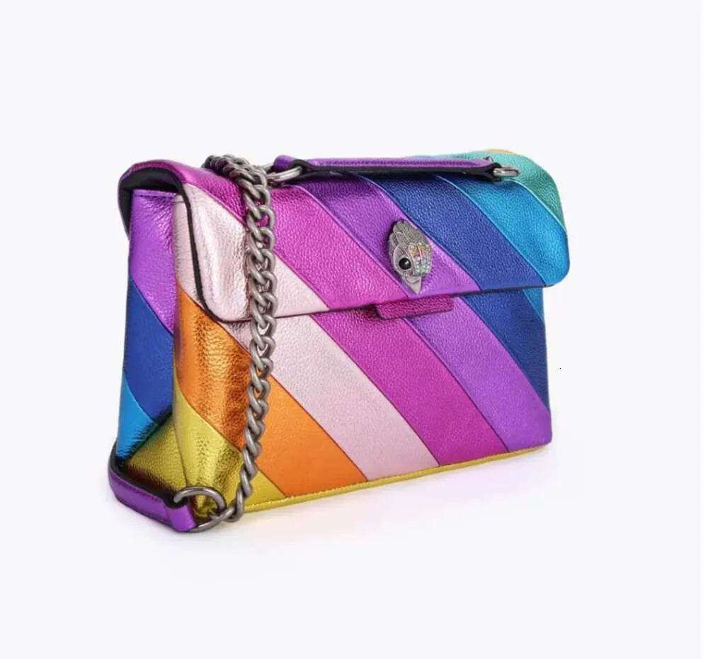 Kurt Geiger Deigner Borsa Borsa a tracolla Kensington di medie dimensioni Borsa in vera pelle Borsa a tracolla di lusso con testa d'aquila in microfibra arcobaleno con borsa alla moda completa67890