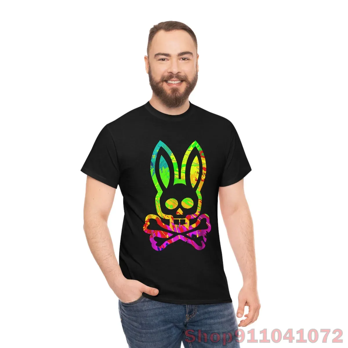 T-shirt Psychedelic Bunny PsychoBunny Bunnies Abbigliamento classico TShirt Taglia S5XL 100% cotone T-shirt da uomo T-shirt da donna