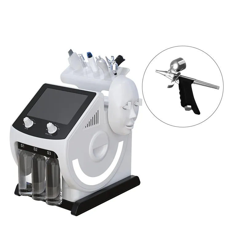 Machine de soins du visage portable 6 en 1 Hydro Dermabrasion RF Terraillant la peau de la tête noire