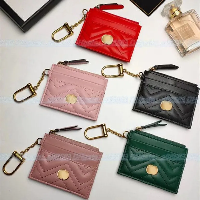 Luxurys Designers Kart Tutucu Çanta Anahtar Ünlü Kese Marmont Fermuar Cüzdan Moda Kartları Hangbag Paraları Orijinal Erkekler Cüzdan Deri318p