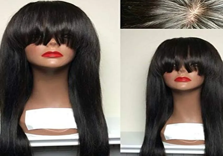Pełna koronkowa peruka 360 150 Denstiy Brazylijska Remy ludzkie proste koronkowe peruki z dziecięcymi włosami dla Afroamerykanów naturalny kolor płaski Ban7538870