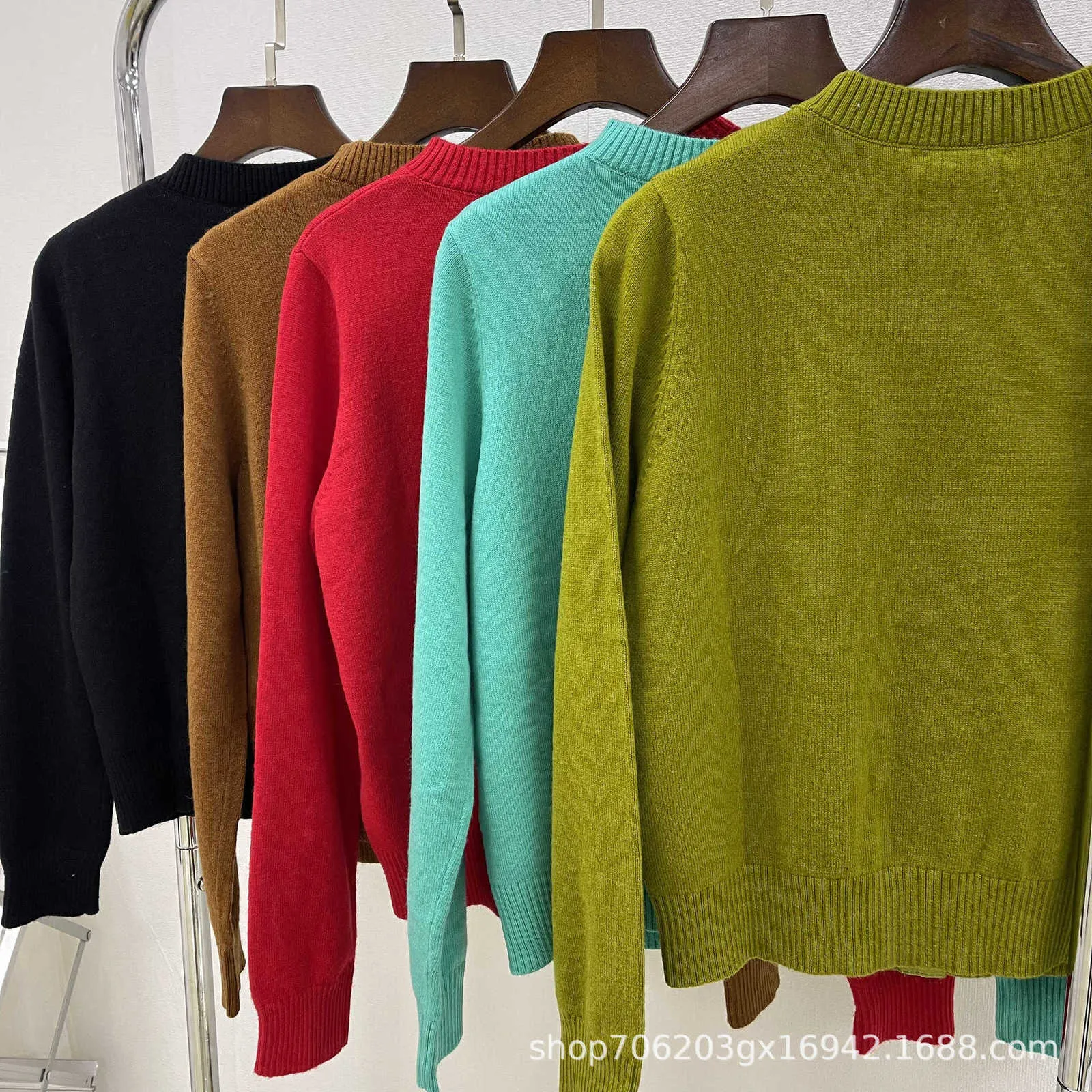 Women's Knits & Tees designer 23 Autumn/Winter MM cashmere macaron color series high-quality versatile fashionable round neck long sleeved sweater top LFSQ