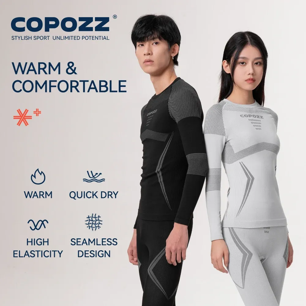 Trajes COPOZZ Conjuntos de ropa interior térmica de esquí de invierno Hombres Mujeres Sweatwicking Transpirable Chándal de secado rápido Ropa interior térmica de esquí Calzoncillos largos