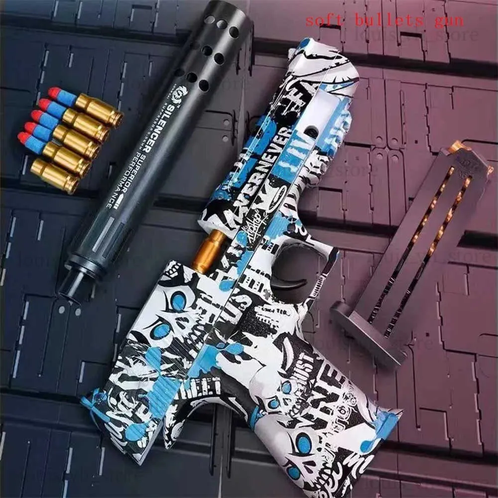 Silah oyuncakları jel top patlatma makinesi oyuncakları yumuşak mermiler ile erkekler köpük patlama makinesi atış oyunları eğitim modelleri oyuncaklar sahte silah tabanca t240309