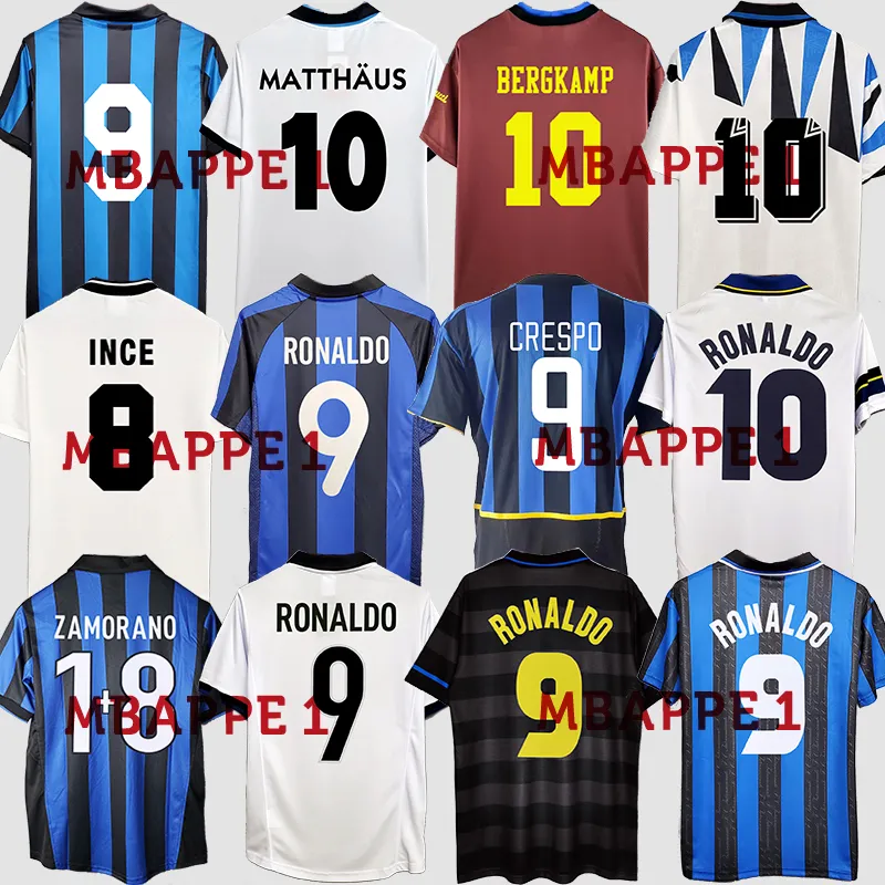 InterS MilanS Retro-Fußballtrikots RONALDO CRESPO ADRIANO 1997 98 99 00 01 02 03 04 05 07 08 09 Finale 2010 MILITO SNEIJDER J.ZANETTI Eto'o Vintage-Fußballtrikot