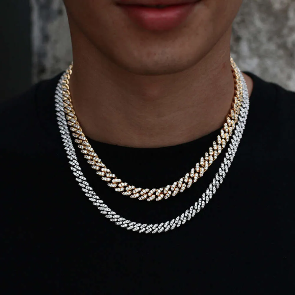 Bijoux Hip Hop 6mm Aaa Zircon plaqué or blanc, lien cubain glacé, chaîne à dents Cz, collier en diamant