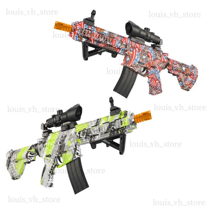 Gun Toys 7.4V High-speed Burst M416 Gel Ball Toy Gun Orange Plug And Double Magazine For Outdoor Interactive Parent-child Games. T240309