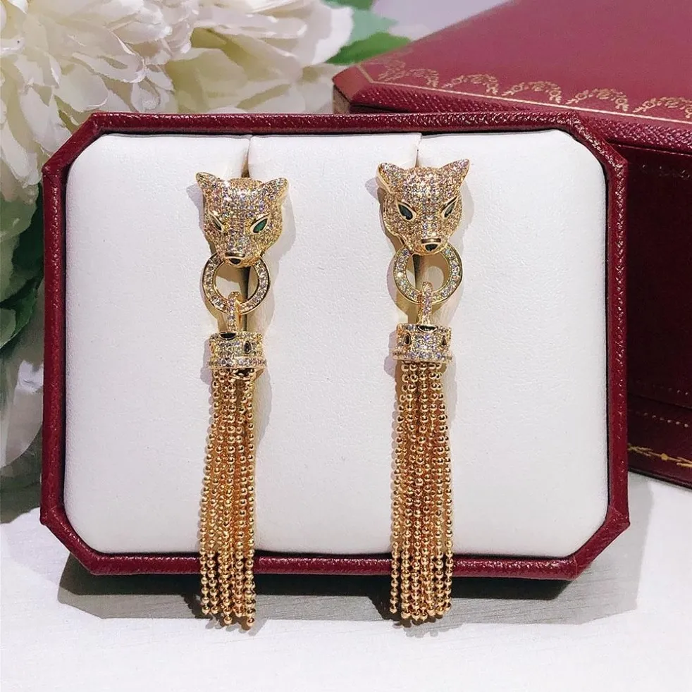 패션 성격 Domineering Street Style Tassels Leopard Earrings Party 고품질 여성 Return265b